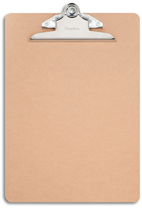 CLIPBOARD, STAPLES, HARDBOARD, LETTER, BROWN MAIN
